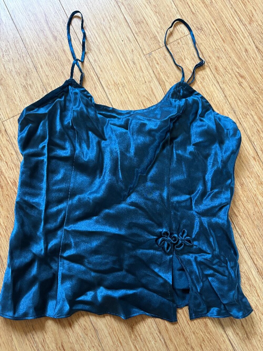 Y2k Vintage Victoria's Secret Tank Top Womens Sz S Blue 100% Silk Gold Label Lux